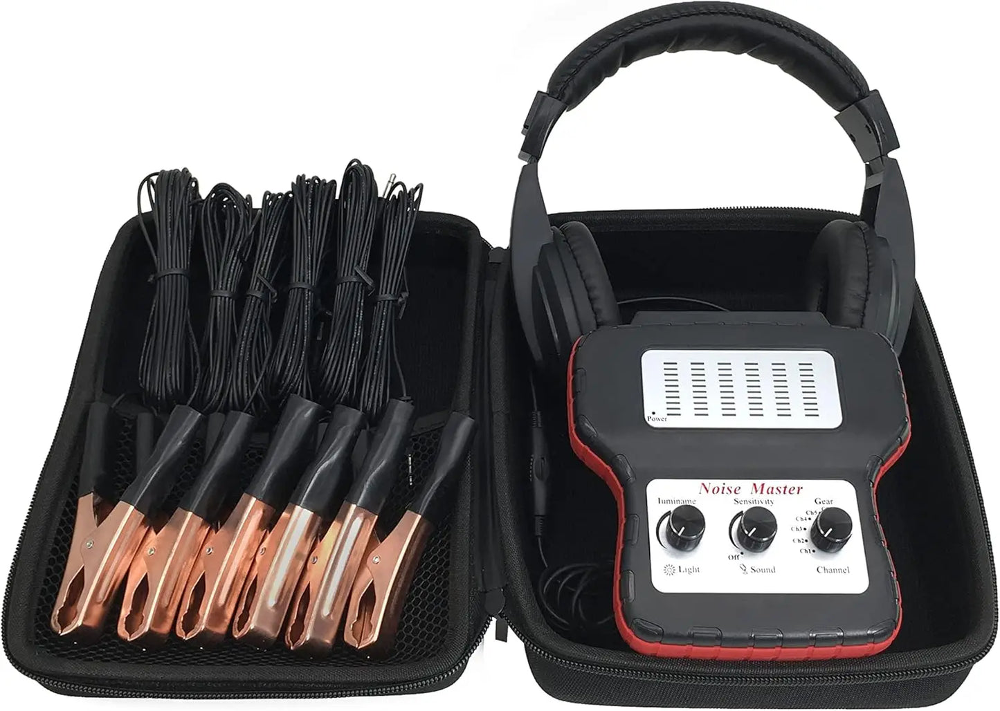 6-Channel Car Engine Noise Detector Kit with Electronic Stethoscope & Headphones for Automotive Diagnostics