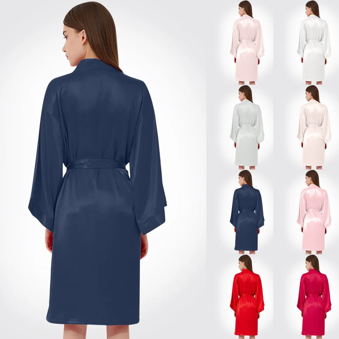 Women's Elegant Bridesmaid Bathrobe Wedding Party Team Bride Robe Letters Kimono Soft Satin Pyjamas Robe For Women пижама