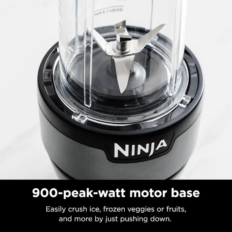 Ninja BN301 Nutri-Blender Plus Compact Personal Blender, 900-Peak-Watt Motor, Frozen Drinks, Smoothies, Sauces & More, Silver