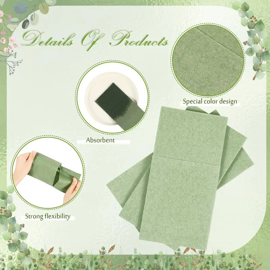 120 Pcs Sage Green Napkins 2 Ply 16x16 Sage Green Linen Feel Napkins Disposable Soft Linen Dinner Wedding Guest Hand Towels for