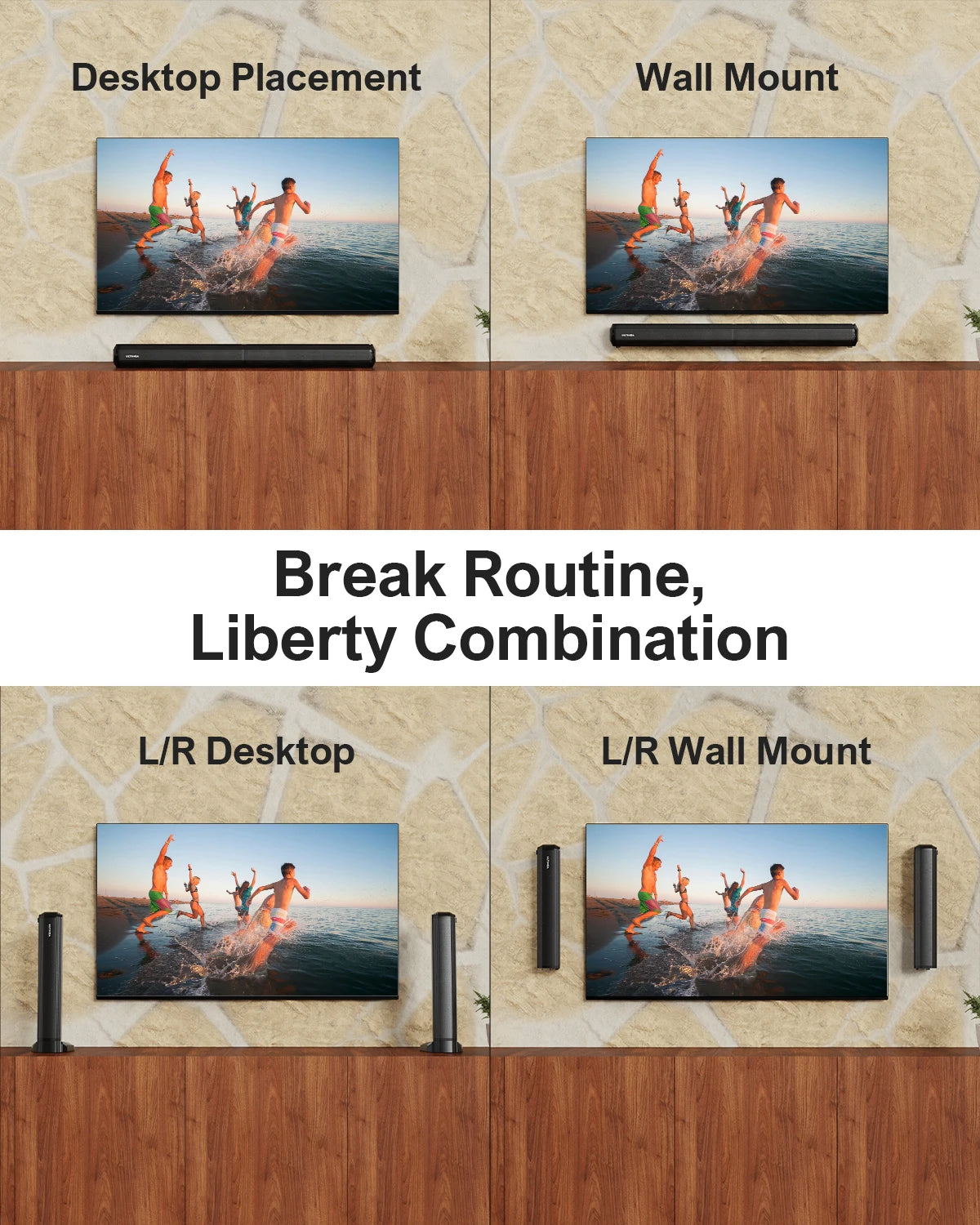 ULTIMEA 100W 2.2ch TV Sound Bar, 2-in-1 Detachable Bluetooth Soundbar for TV, Bass Adjustable, 3 EQ Modes, Apollo S40 Series