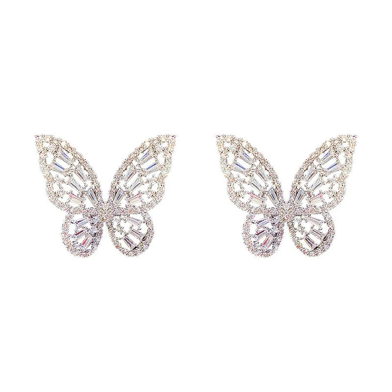 2026 New Butterfly Zircon Earrings women's Korean jewelry literary style earrings net red temperament simple new earrings