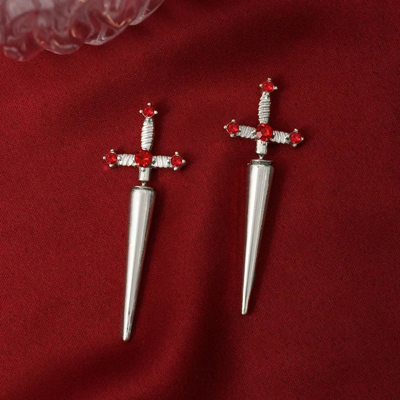 Gothic Sword Earrings Gothic Removable Sword Ear Jacket Dagger Earrings Dagger Earrings Front Back Earrings Wholesale