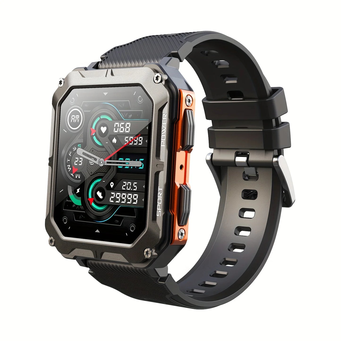 Rugged 1.83" Smart watch (Call Receive/Dial) IPX8 for Android iPhone Compatible, Fitness Tracker for Outdoor Sport