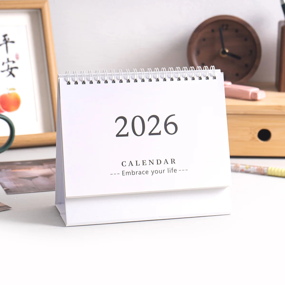 1 pc New 2026 Monthly Desktop Calendar, Portable Foldable, Back Memo, School Office Desktop & Holiday Decoration, Home Essential
