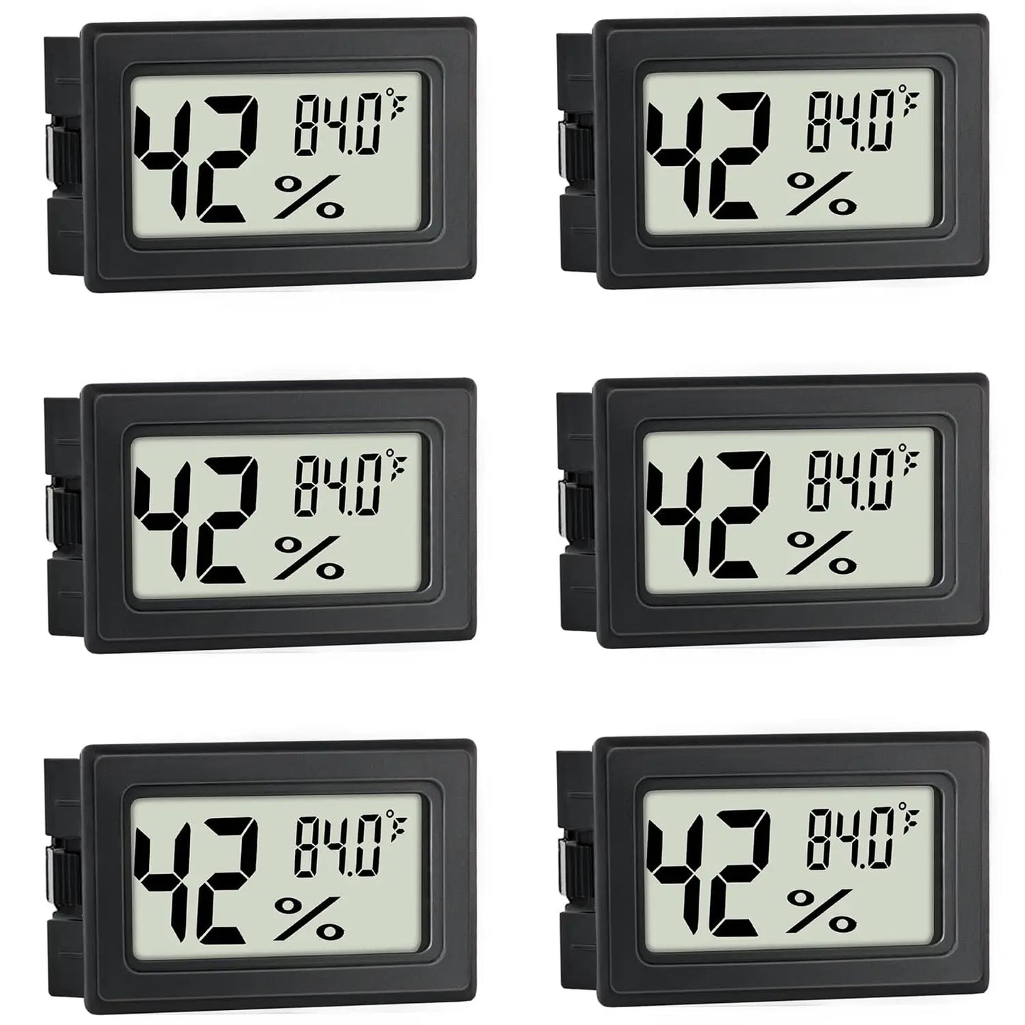 Mini Hygrometer Thermometer 6-Pack, Digital Humidity Meter for Indoor Use in Humidors, Greenhouse, Garden