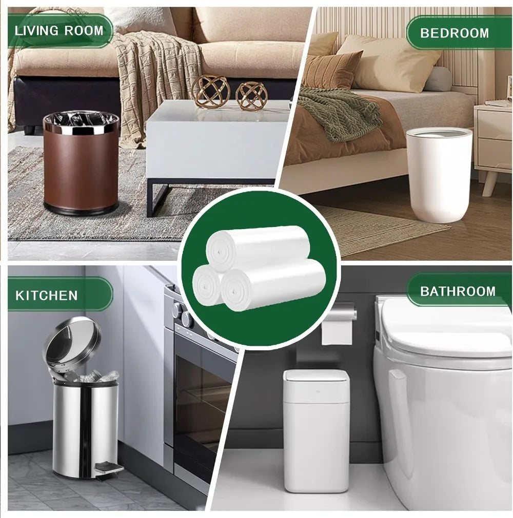120 Counts 1.6 Gallon Small Trash Bags, Mini Garbage Bags Fit 1.2-2 Gal Bathroom Office Bedroom