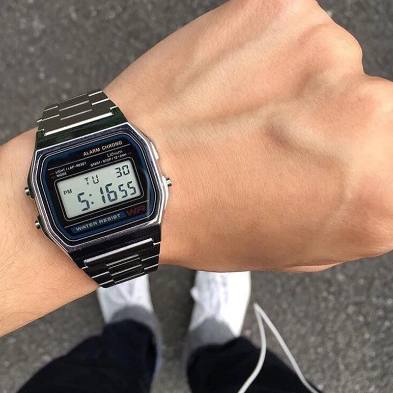 Luxury Men Stainless Steel Digital Military Armys Sport Led Waterproof Wrist Watch Clock Fashion Chronograph Wristwatch 2028