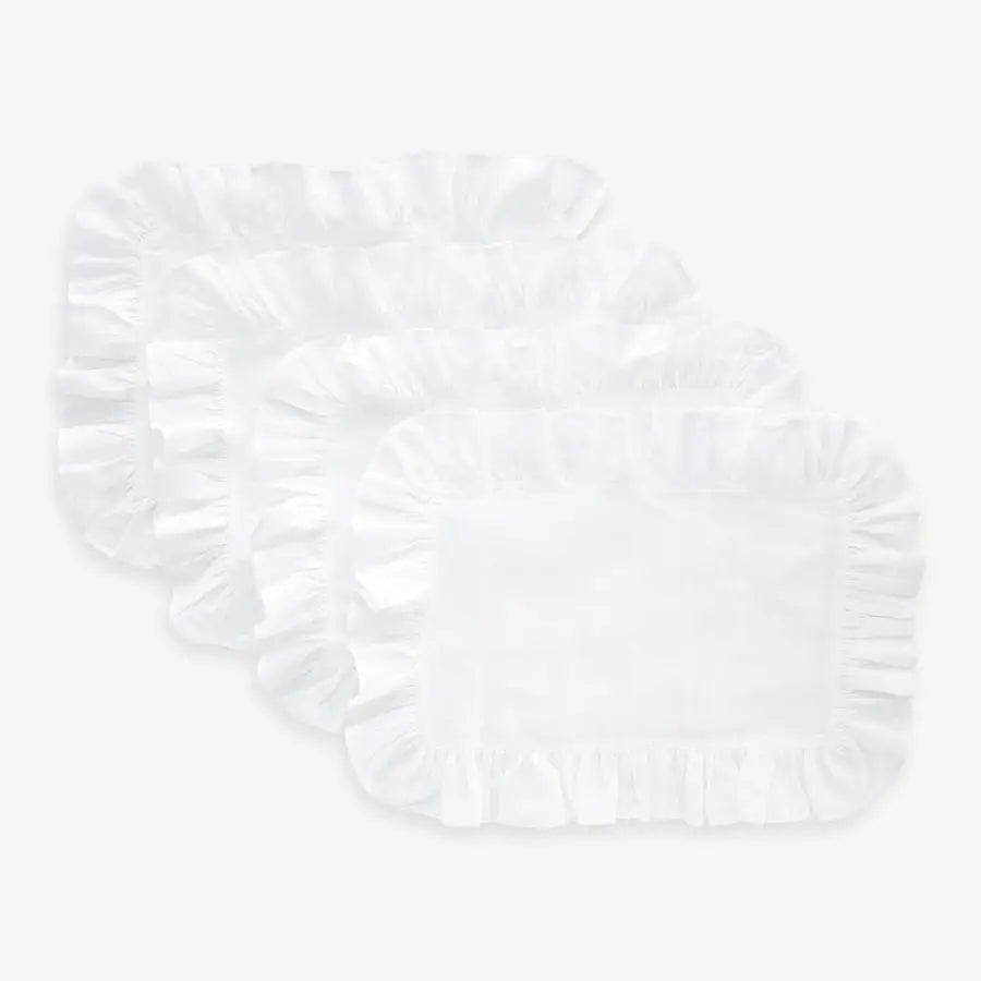 Linen Placemats Set of 4100 Pure Linen White Placemats 14 x 19 Inch for Valentines, Spring, Easter Gabrielle Ruffle, Handcrafted