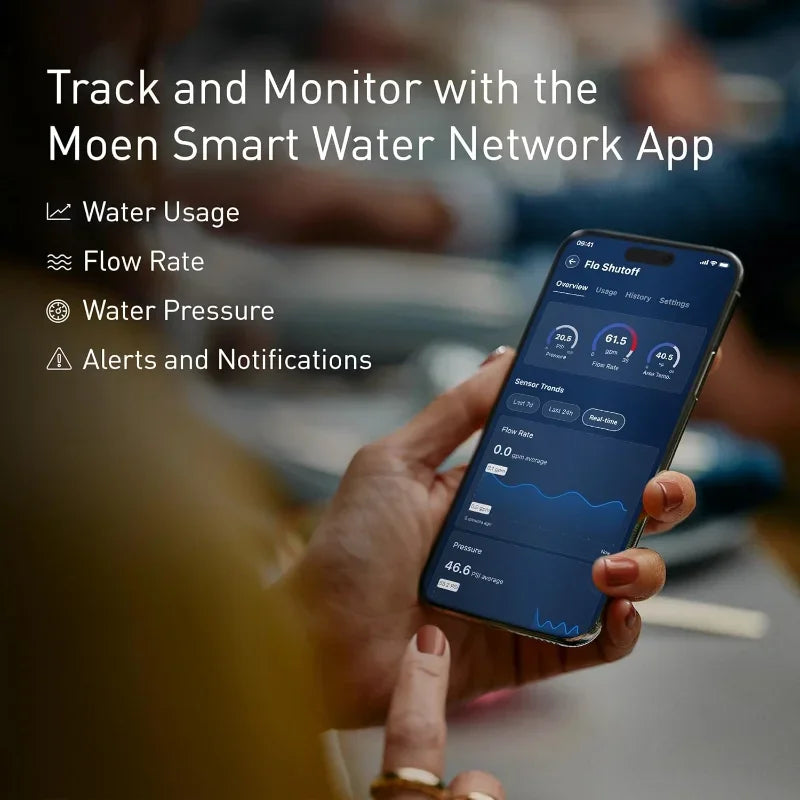 Smart Water Monitor and Automatic Shutoff Sensor, Wi-Fi Connected Water Leak Detector for 1-Inch Diameter Pipe, 900-006