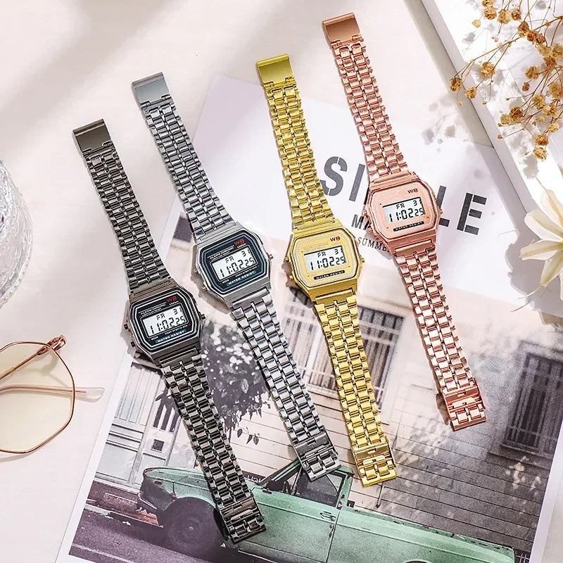 New Women Men Unisex Watch Gold Black Vintage LED Digital Sports Military Wristwatches LED Electronic Digital Present Gift Male