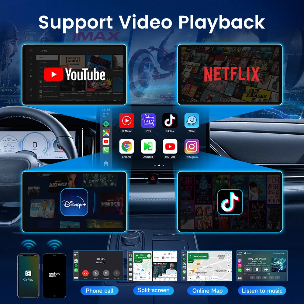 2026 Carlinkit Ai Box LED Android Wireless Carplay adapter Android 13 Qualcomm 6115 8-cores 64G Smart Tv Box For Netflix IPTV