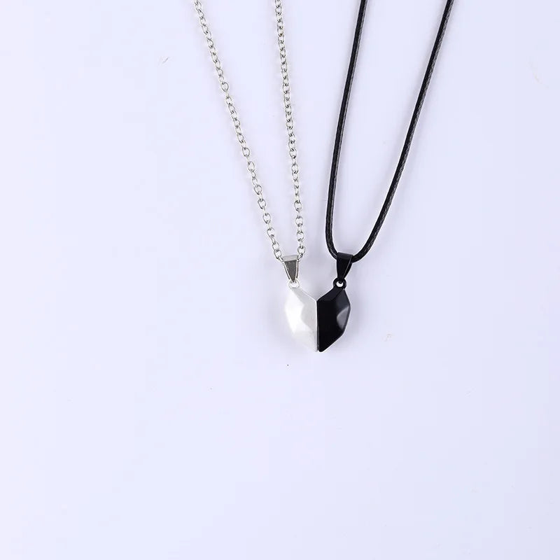 2025 New Wish Stone Love Heart-Shaped Magnetic Pendant Couple Necklaces Creative Cross-Border Gift for Lovers Jewelry Set
