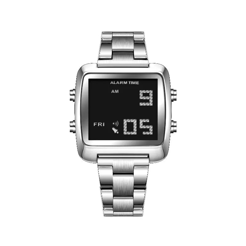 Binda Women's Stainless Steel LED Digital Watch Waterproof Fashion Business Electronic Wristwatch Reloj Mujer