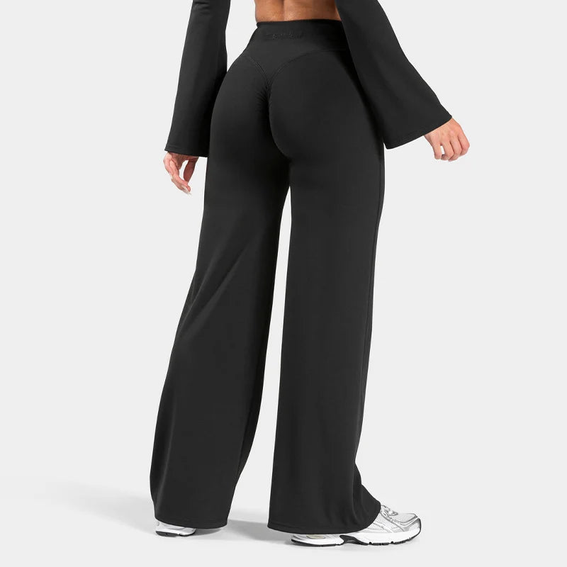 Charming Pro Scrunch Straight Leg Pants Butt Lifting Wide Leg Sweatpants Fitness Jogging Yoga Gym Push Up Women Baggy Leggings