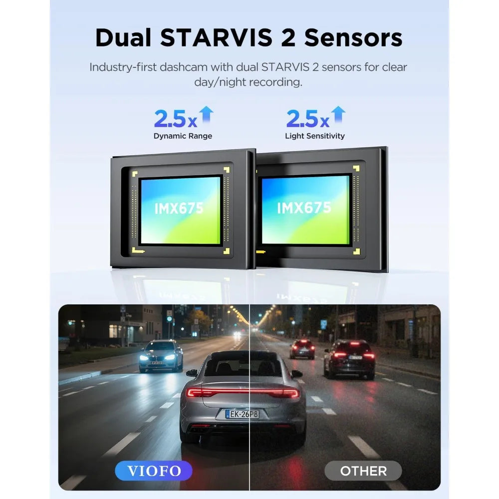 Front and Rear Dash Cam Dual Channel HDR 1440P 5GHz WiFi Voice Control Ultra Precise GPS Car Camera