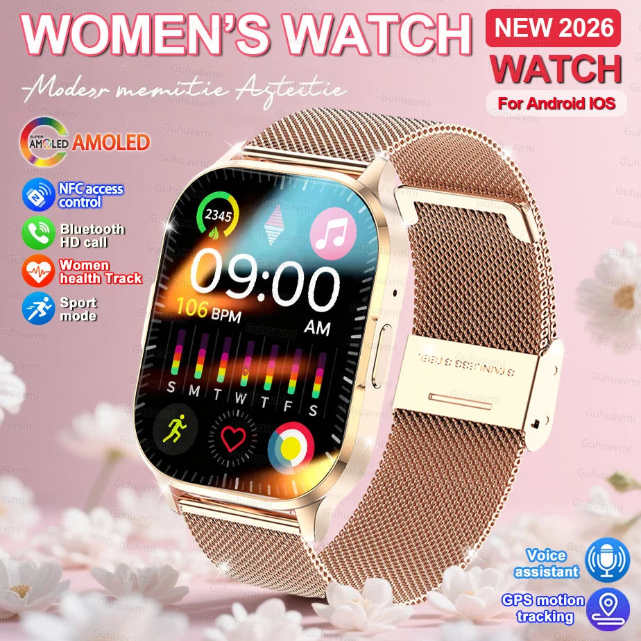 2026 Fashion Women Watch Ultra Smart Watches 2.01"AMOLED Full Touch Screen Call health Sport Smartwatch For Android IOS Ladies