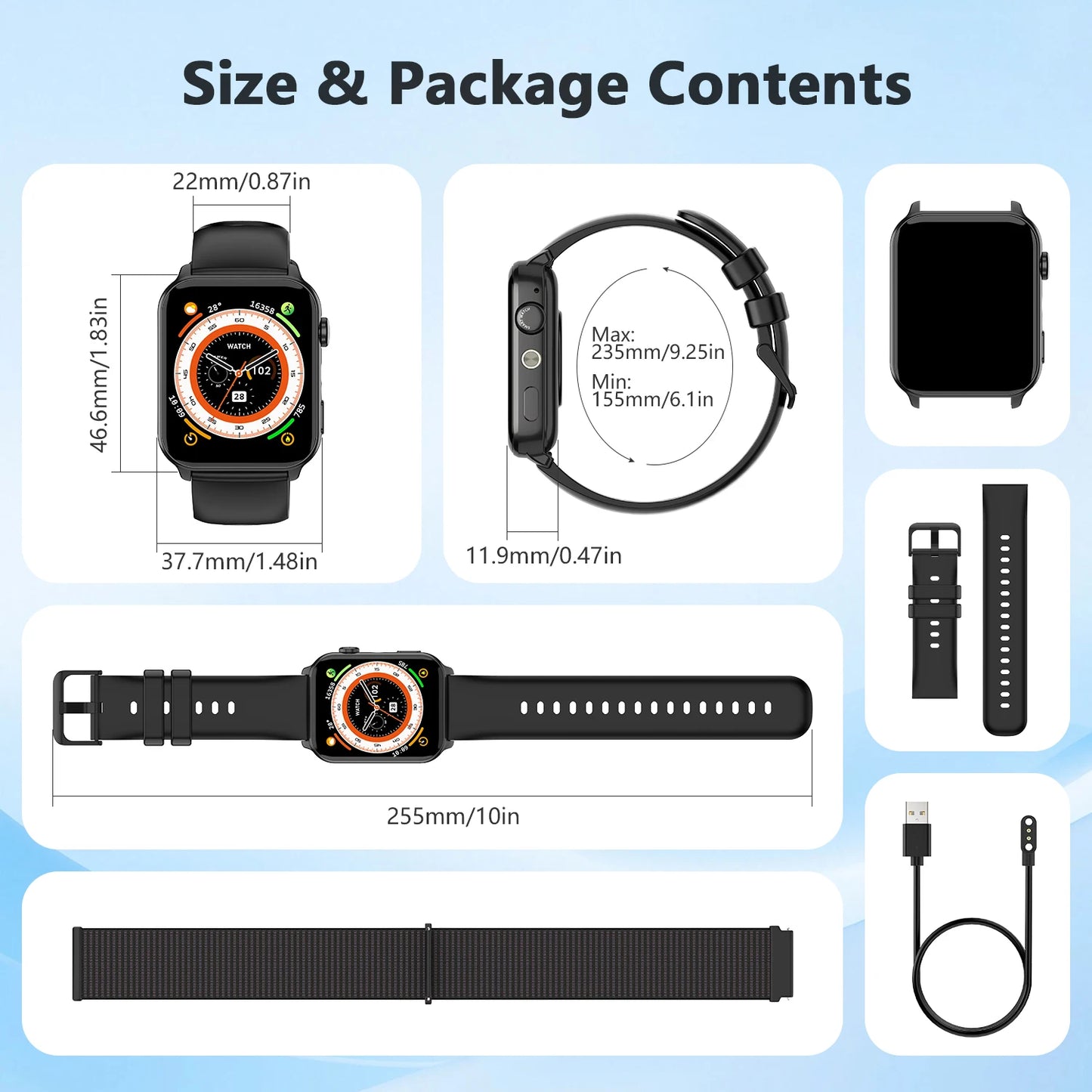 SOPZTENI 2025 New R30 Max Smartwatch with LED Flashlight 1.91'' TFT Screen Health Monitor Bluetooth Call Watch for Android IOS