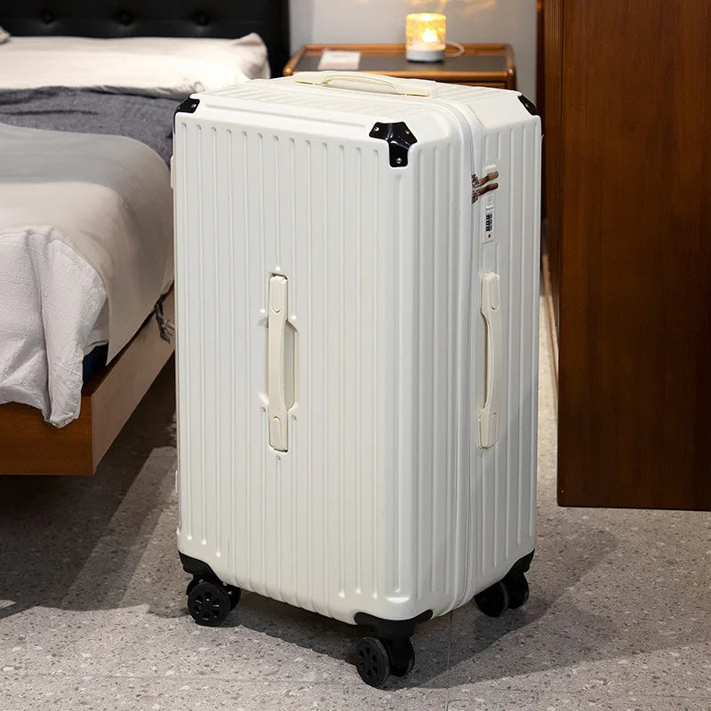 Five-wheel suitcase 28-inch large-capacity with wrapping corners, multi-functional, strong and durable suitcase 24-inch password