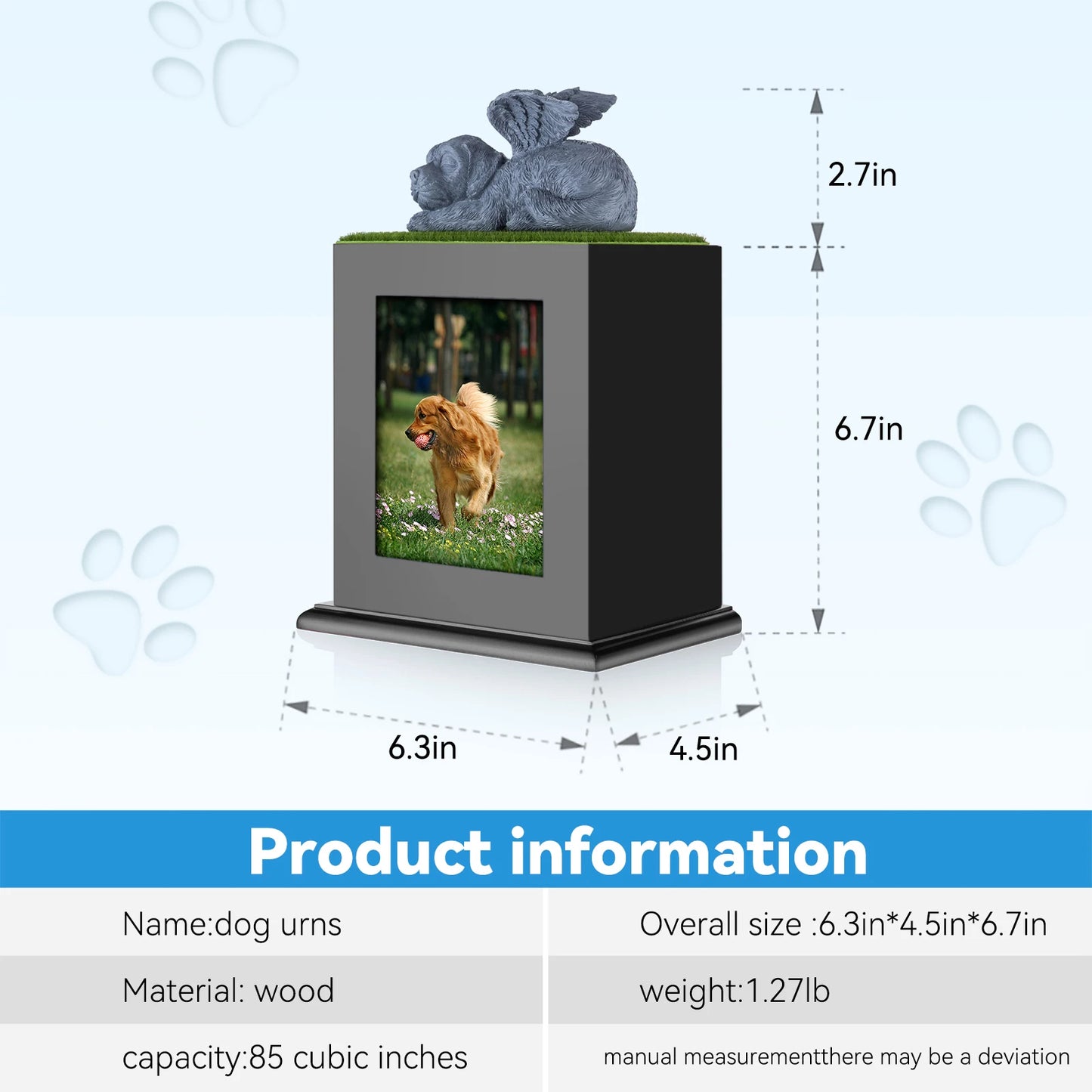Hot Sale Pet Cremation Urns pet urns for Large Dogs Ashes Urn , Pet Ashes Photo Box, Wood Keepsake Memorial Urn