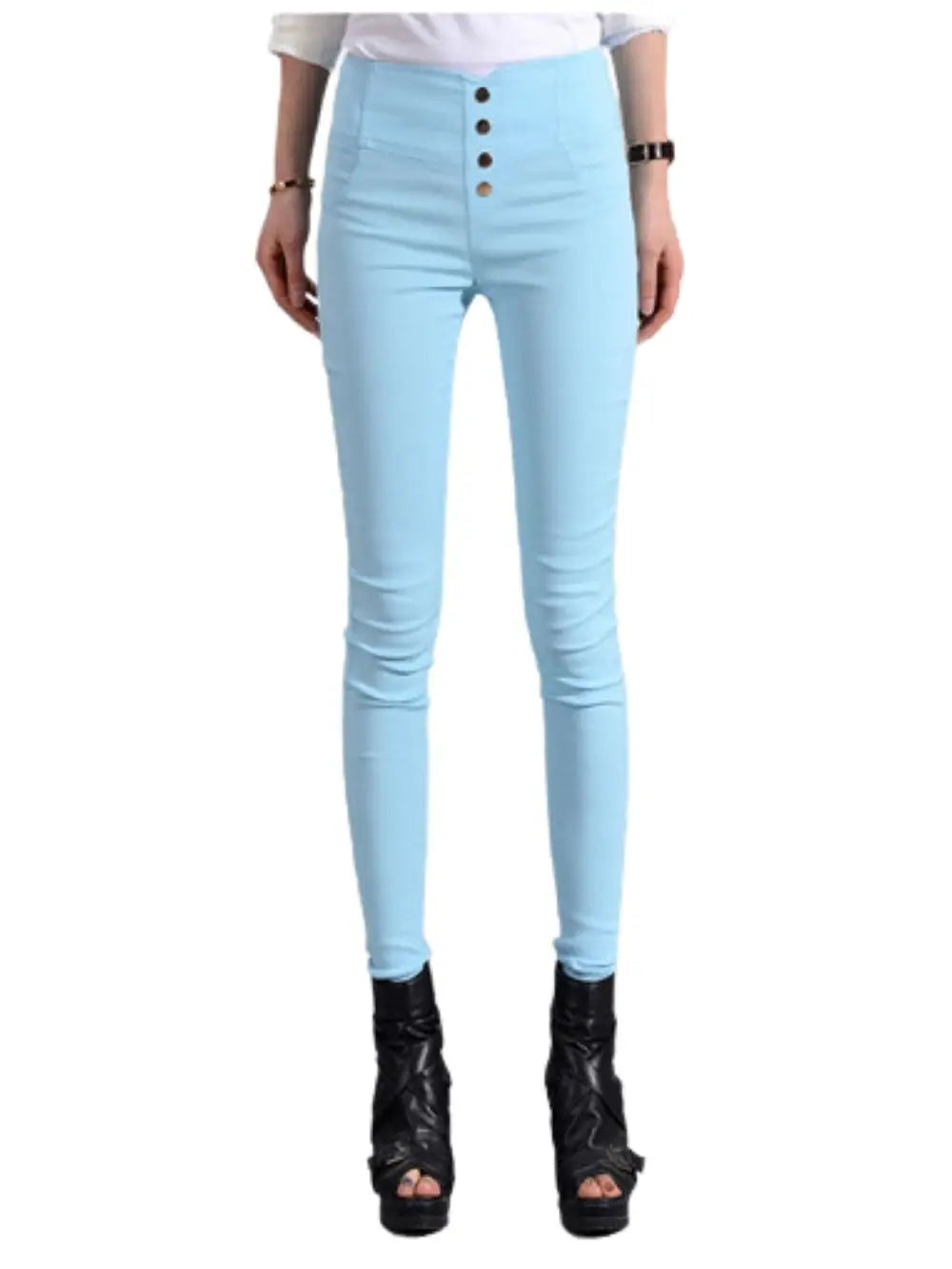 Button Fly Pants for Women Super Stretch Comfort High Waist High Rise Skinny Jeans Tapered Leg Butt Lift  Pant ouc309
