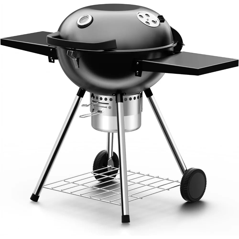 Charcoal Grill With Two Foldable Tables And Ash Catcher Portable