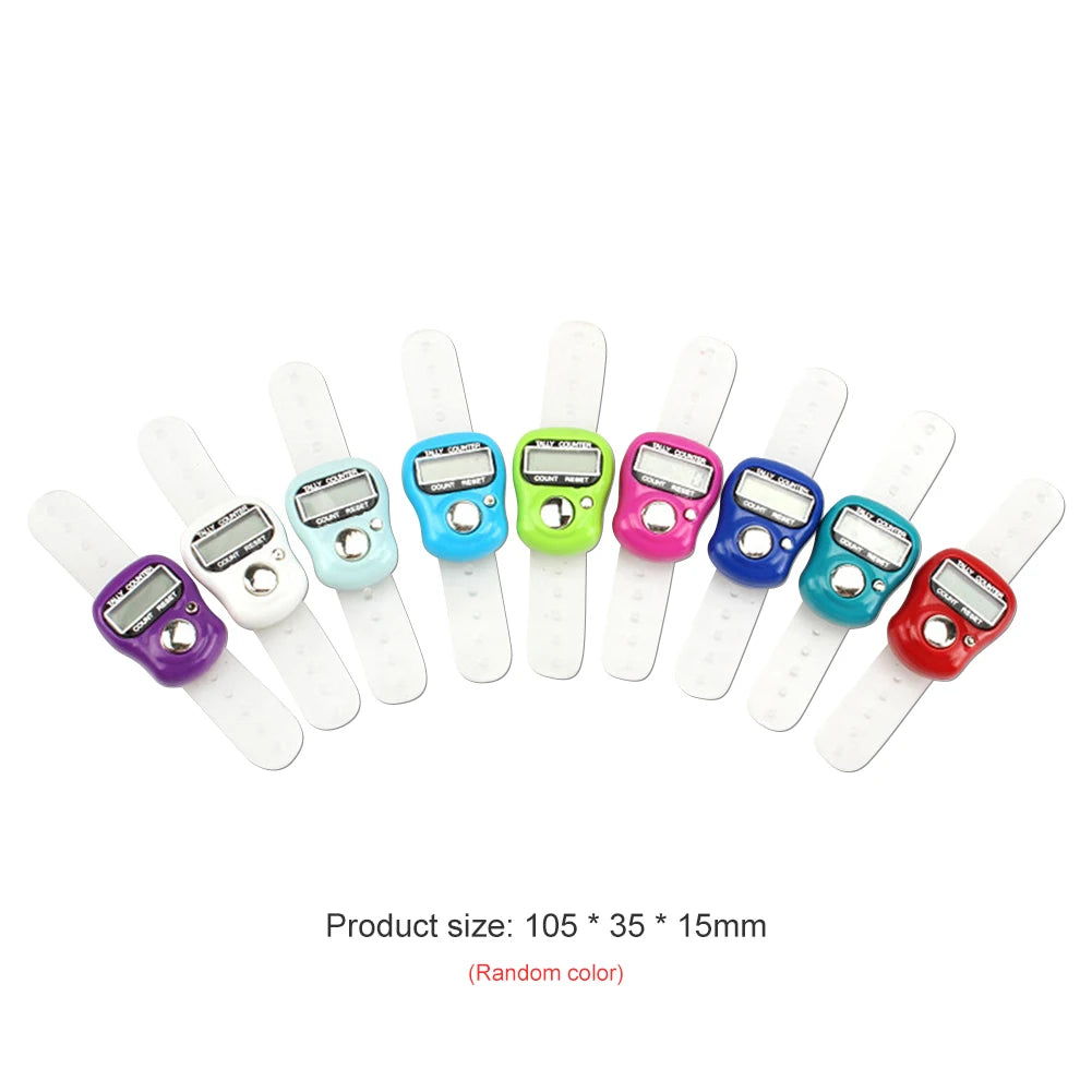Electronic Finger Counter Ring w/ LED Digital Row Tally Stitch Marker Pedometer
