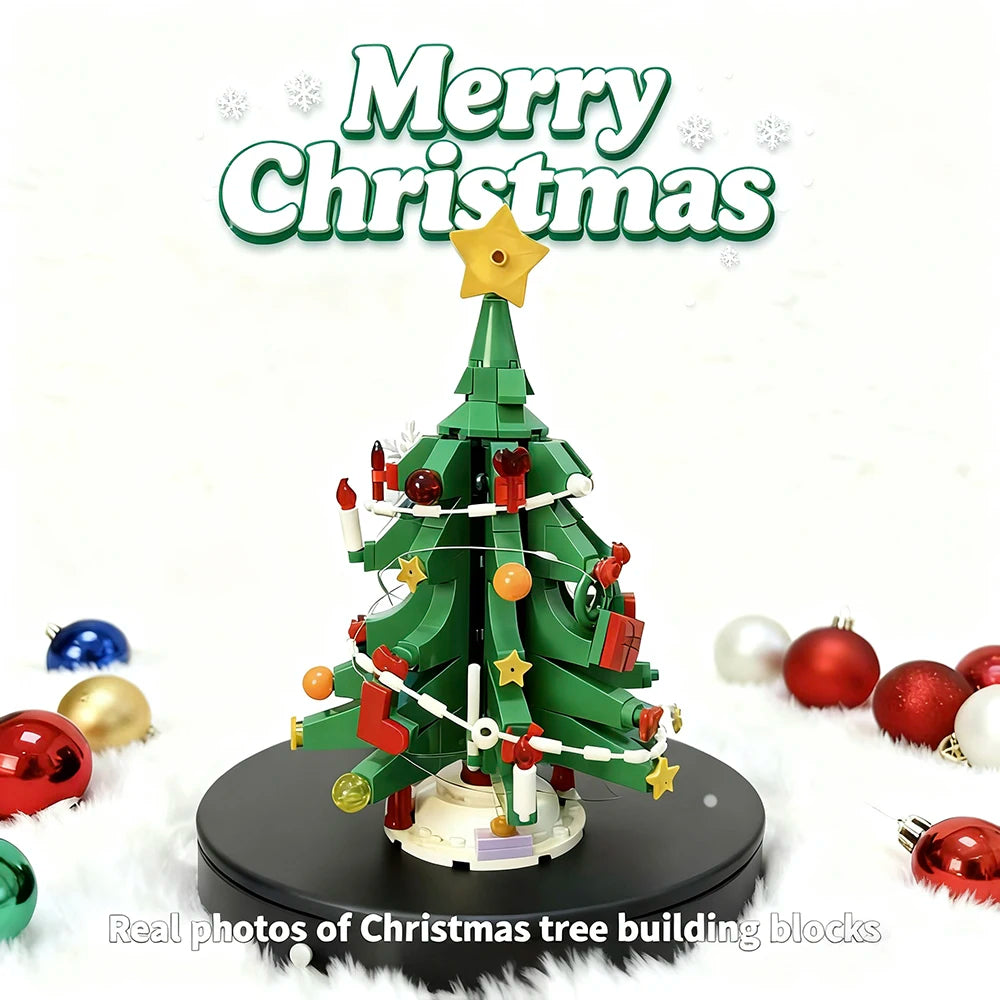 Three Christmas Trees with Led Strips Building Blocks Kit 743 PCS DIY Home Decor Assembly Toy Holiday Gift for Kids New Year Set