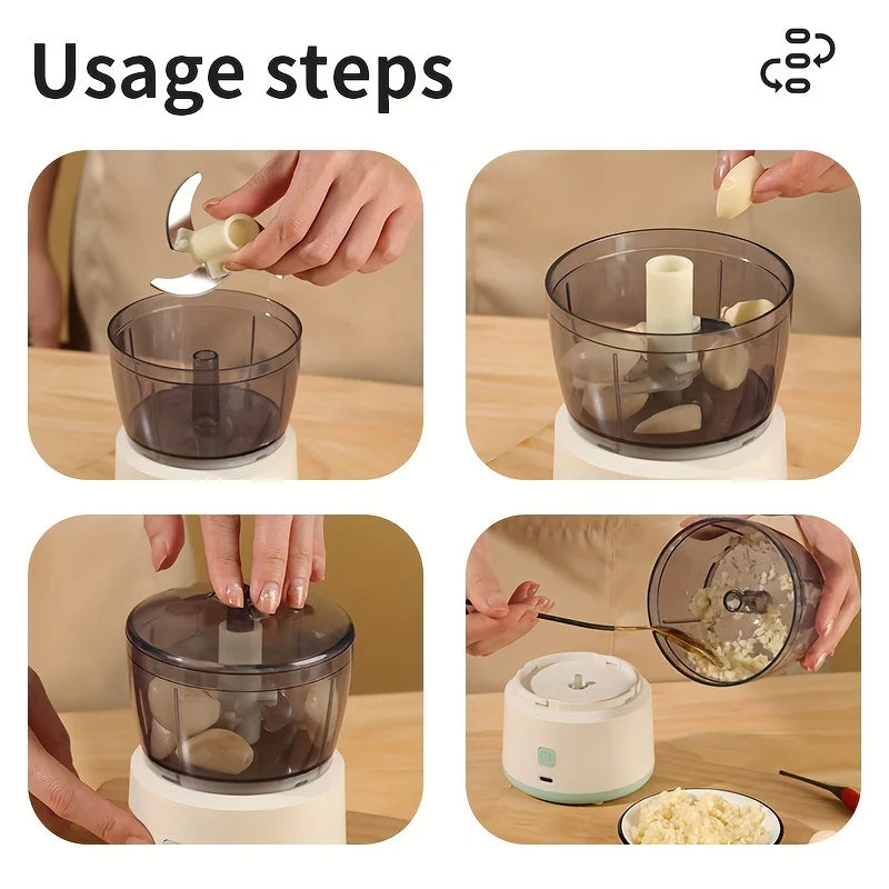 Multifunctional Food Processor - Cordless Electric Meat & Vegetable Grinder, Chopper, Meat Grinder, Dicer - Portable Mini Food M