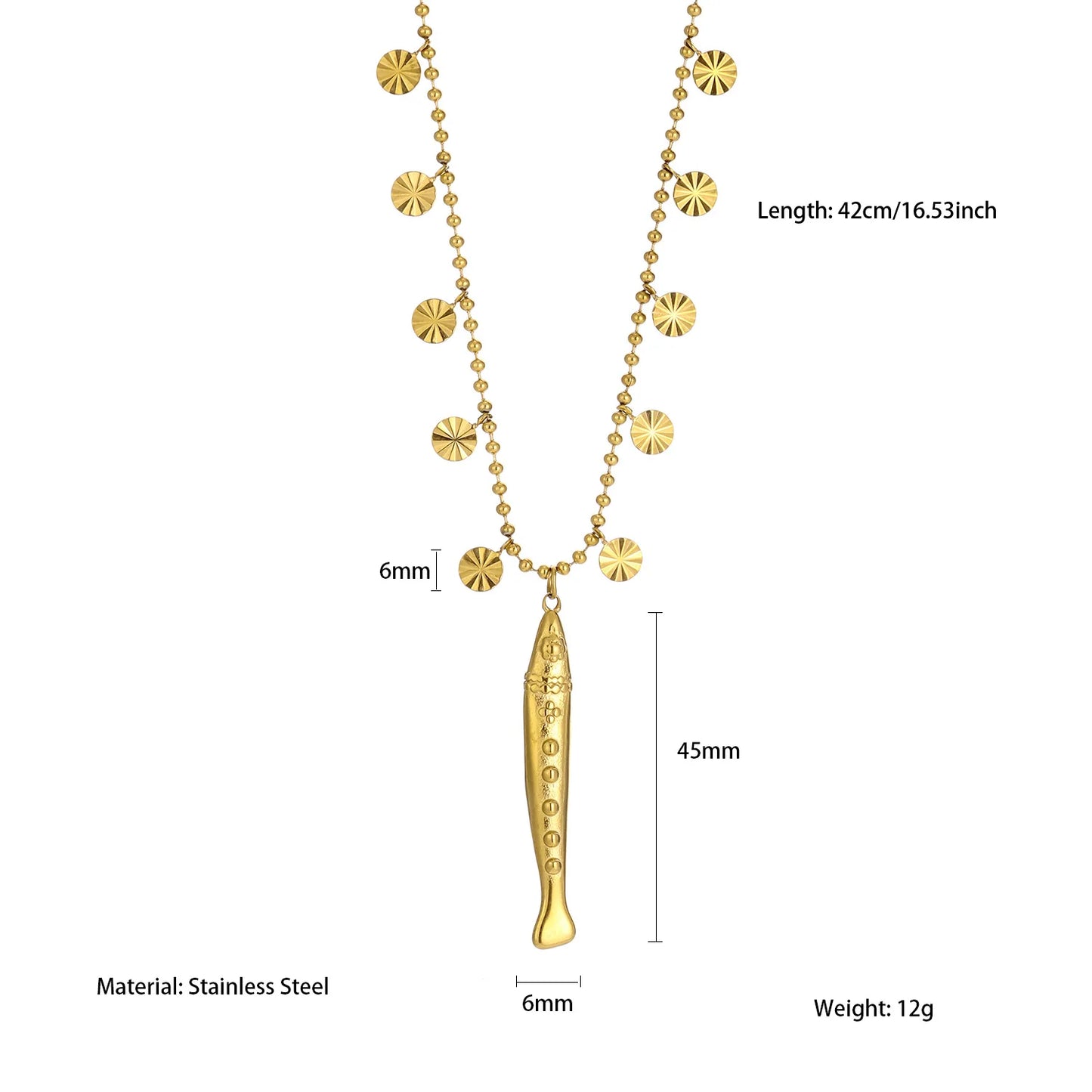 Bohemian Tassel Beaded Chain Necklaces For Women Stainless Steel Fish Pendant Necklace Waterproof Stackable Jewelry Gifts