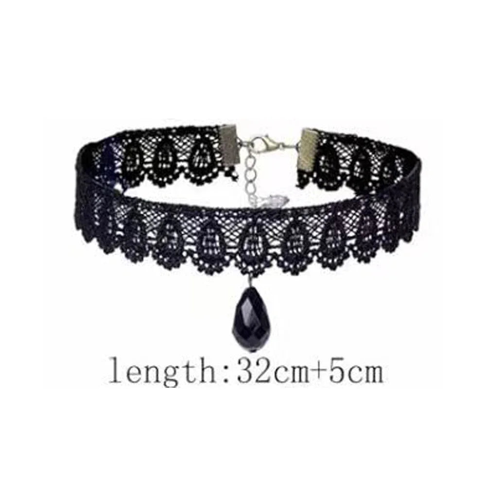 Lady Chokers Leaf Tassel Women Neck Jewelry Accessory Girl Lace Gothic Vintage Sexy Fashion Velvet Rose Beads Flower Necklace