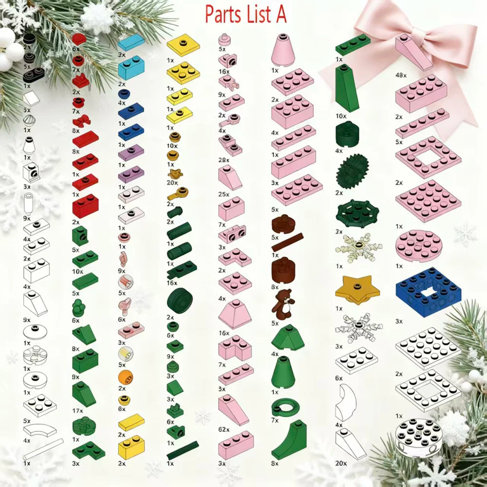 Three Christmas Trees with Led Strips Building Blocks Kit 743 PCS DIY Home Decor Assembly Toy Holiday Gift for Kids New Year Set