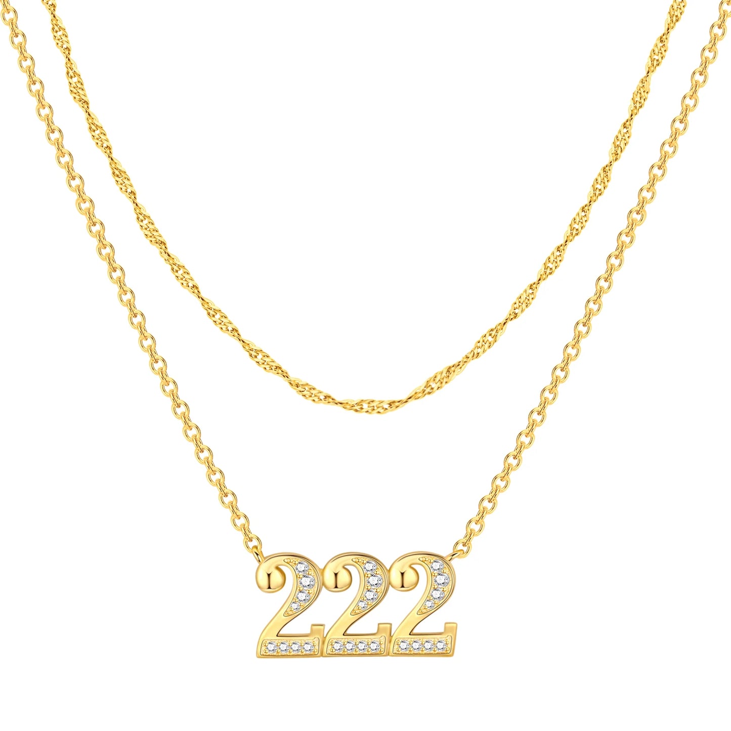 Original 18K Gold 222 333 444 777 Lucky Number Pendant Necklace for Women Birthday 925 Sterling Silver Jewelry Gifts Angel 2026