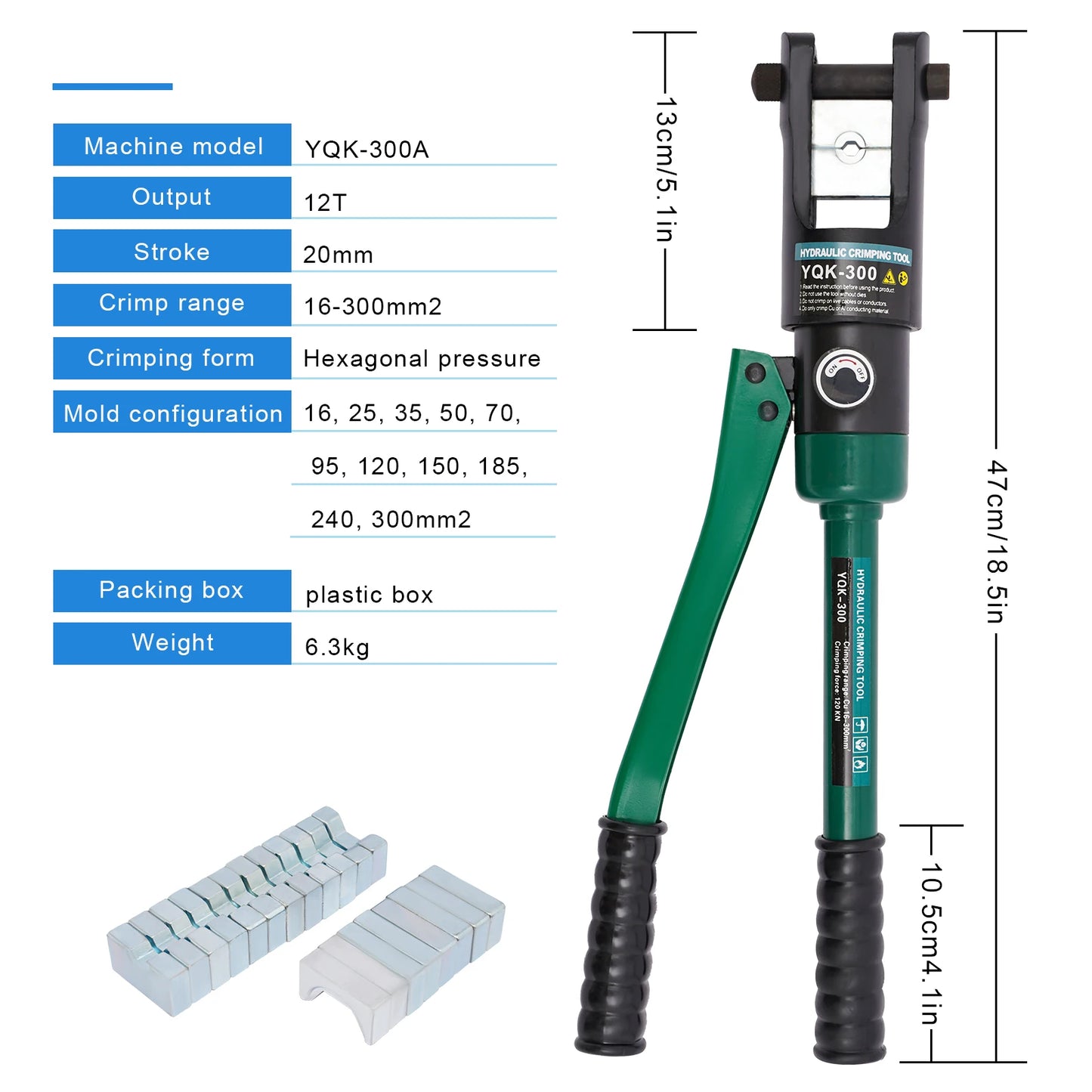 YQK300 Tonne Hydraulic Crimping Tool Rope Balustrade Wire Cables Copper Crimper equipped with 4 seals