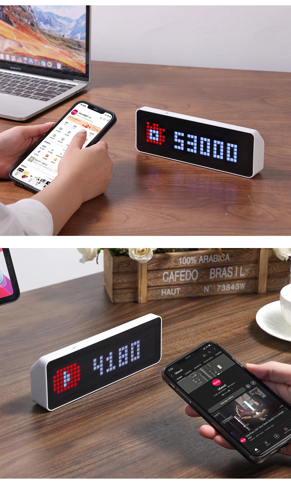 Ulanzi TC001 Smart Pixel Clock Weather Forecast Function Scientific Management of Time Full Color Pixel Display Clock