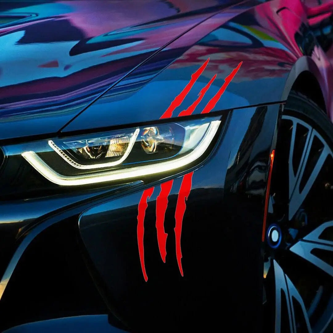 3pcs Car Stickers Vinyl Claw Marks Decals for Men (Red)