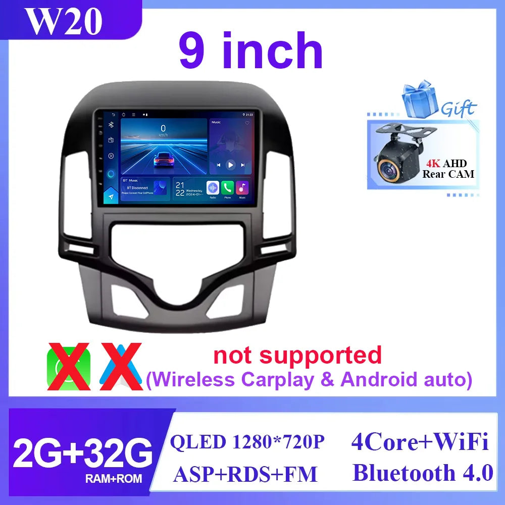 9.7 INCH Car Radio For Hyundai I30 2006 2007 2008 2009 2010 2011 Multimedia Android 14 4G WIFI No DVD Player 2 Din Carplay BT