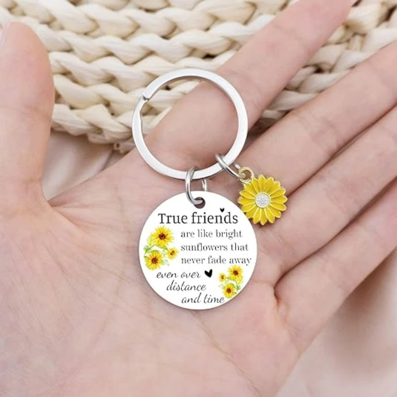 1Pc True Friends Gift Friendship Sunflower Keychain for Best Girlfriend Birthday Gift for Girlfriend Departure Gift Urn Pet urn