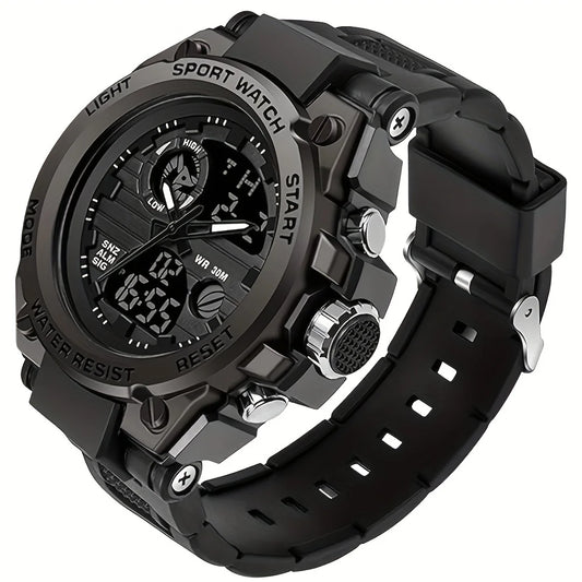 Watches for Men Watch Outdoor LED Stopwatch Digital Electronic Large Dual Display Tough Electronic Clock Wrist Watches for Men
