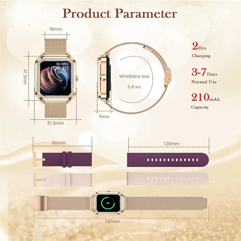 Women's Fashion Wearable Smartwatch (answer/dial), For Android And IPhone, Fitness Watch, AI Voice Function