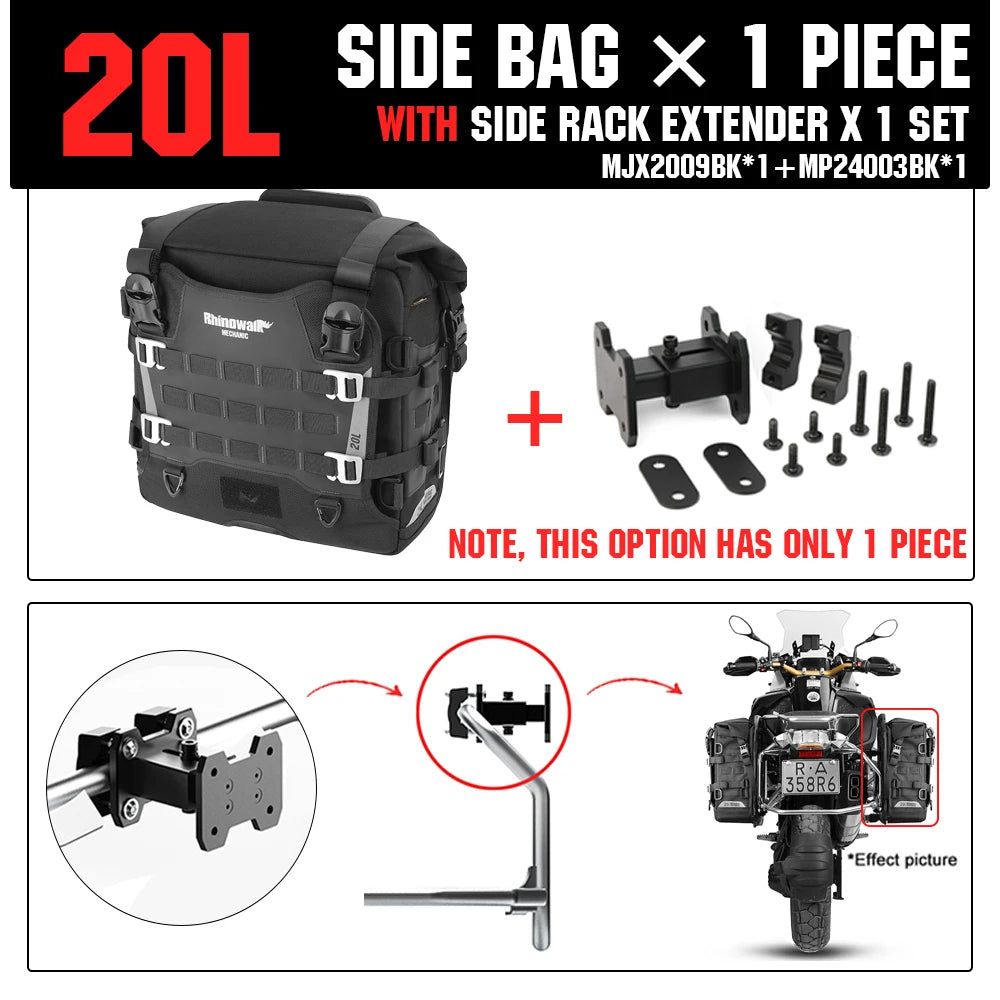 Rhinowalk Motorcycle Side Bag Waterproof 35L 20L Quick Release Bike Saddle Pannier Travel Luggage Storage Riding Bag For BMW KTM