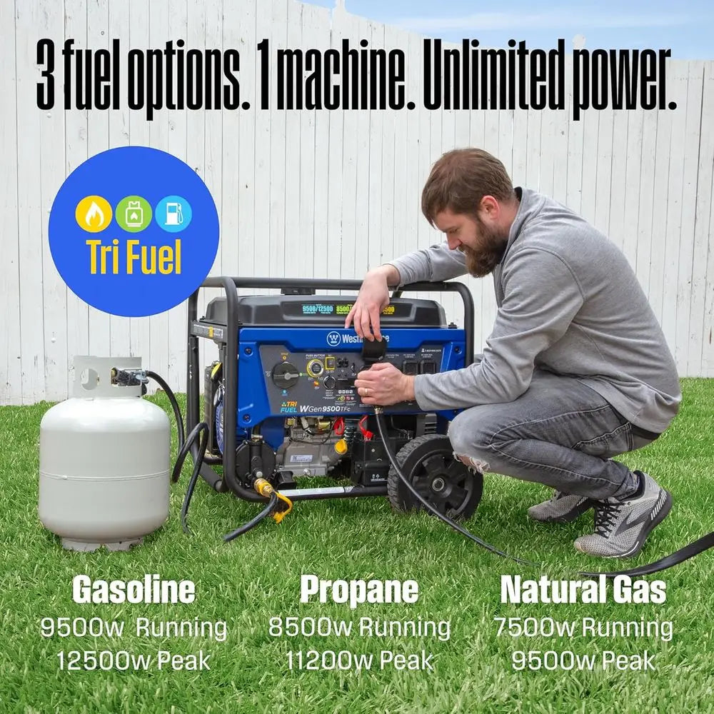 12500W Portable Home Backup Generator with Remote Start, Dual Fuel Capability