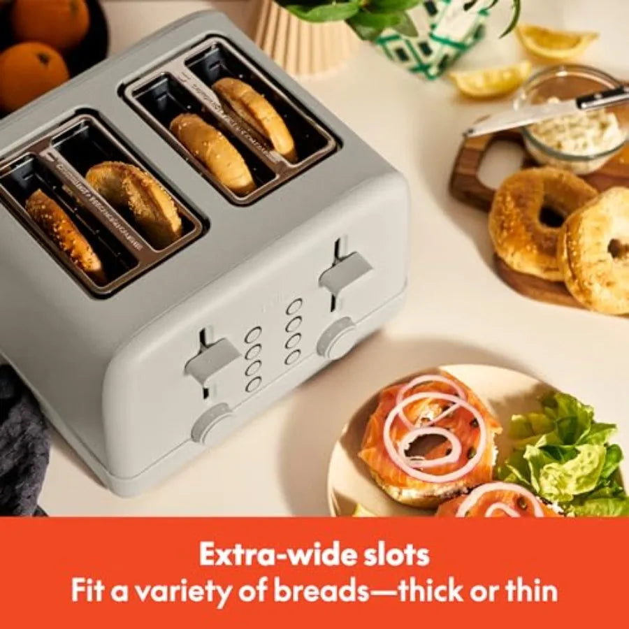 4-Slice Toaster with 6 Setting Shade Control Reheat Cancel Buttons Removable Crumb Tray Anti-Jam Auto Shutoff 900 Watt Oatmilk