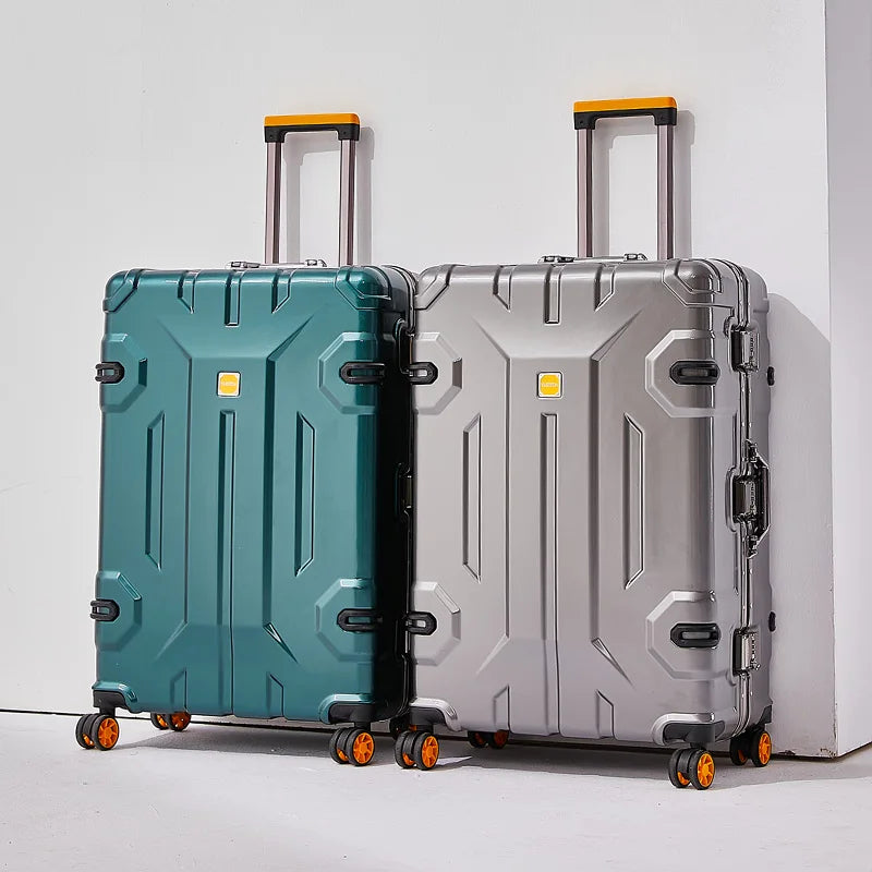 Large Capacity Aluminum Frame Luggage Bag with Wheels Durable Wear-Resistant Rolling Suitcase 20-28 Inch Travel Bag Suitcase