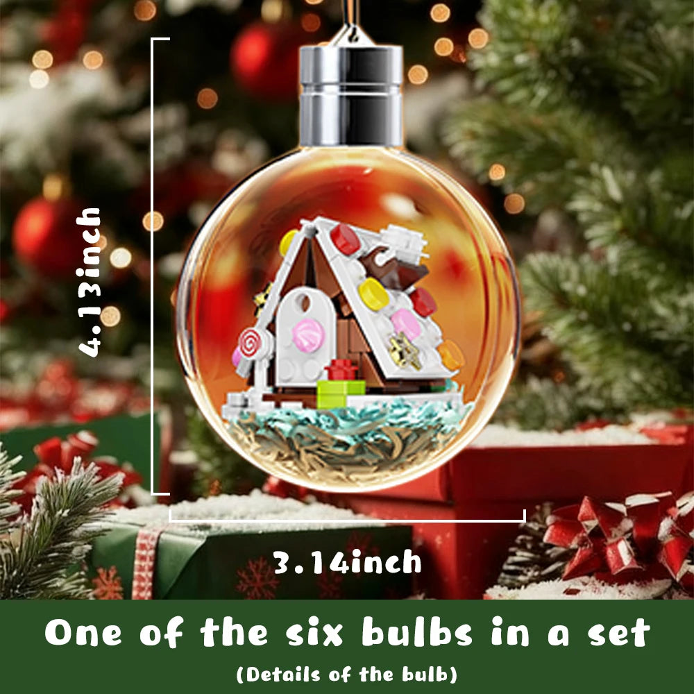 Shipped from the US 6-in-1 Christmas Bulbs Building Blocks with LED Strips Family Party Decor Kids Brick Toy Gift Night Lamp New
