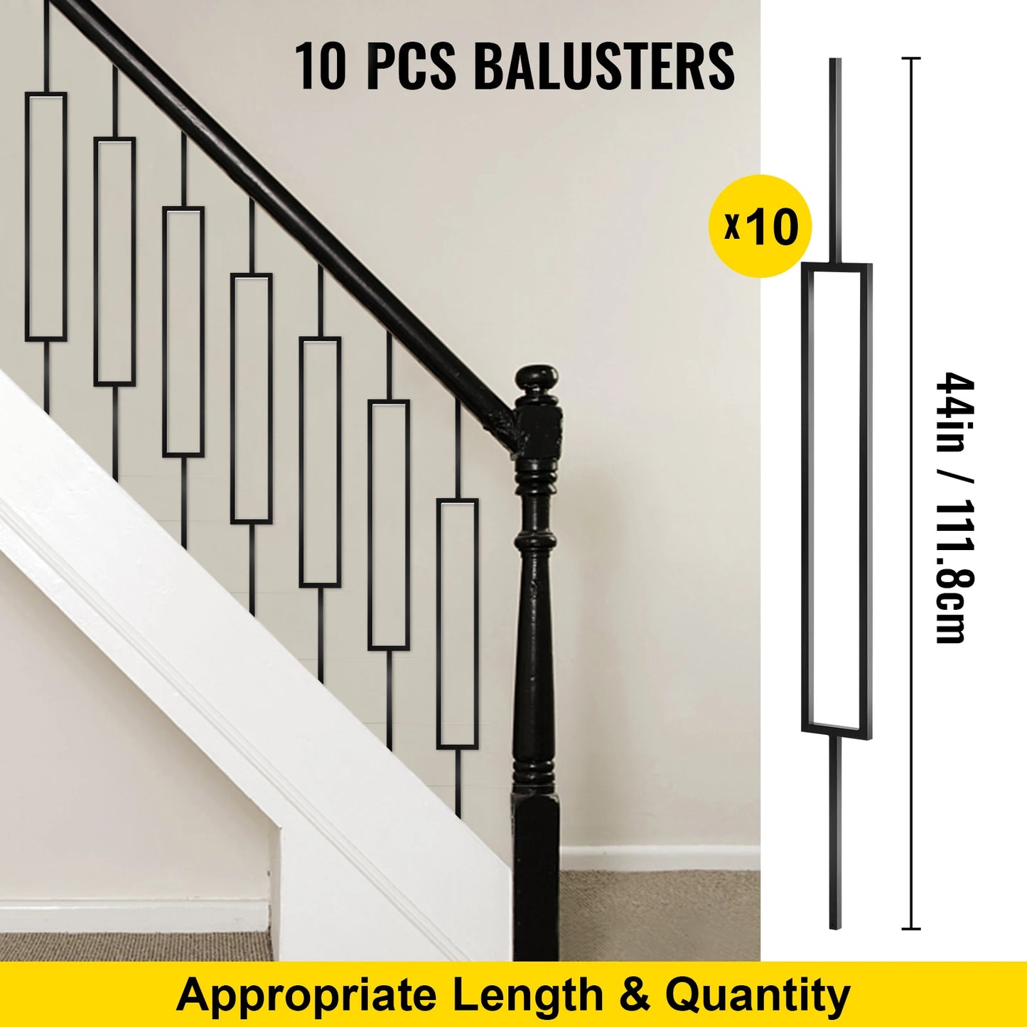 SucceBuy Deck Balusters Metal Deck Spindles 16/10/26/51 Pack 44 /32.25 inch Iron Stair Railing Building & Hardware Home & Garden