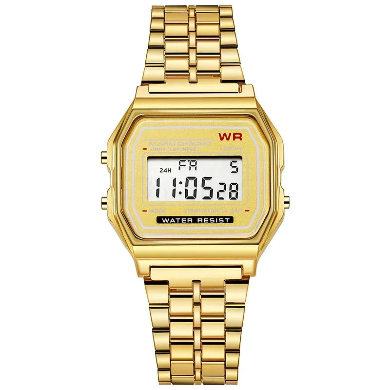 New Women Men Unisex Watch Gold Black Vintage LED Digital Sports Military Wristwatches LED Electronic Digital Present Gift Male