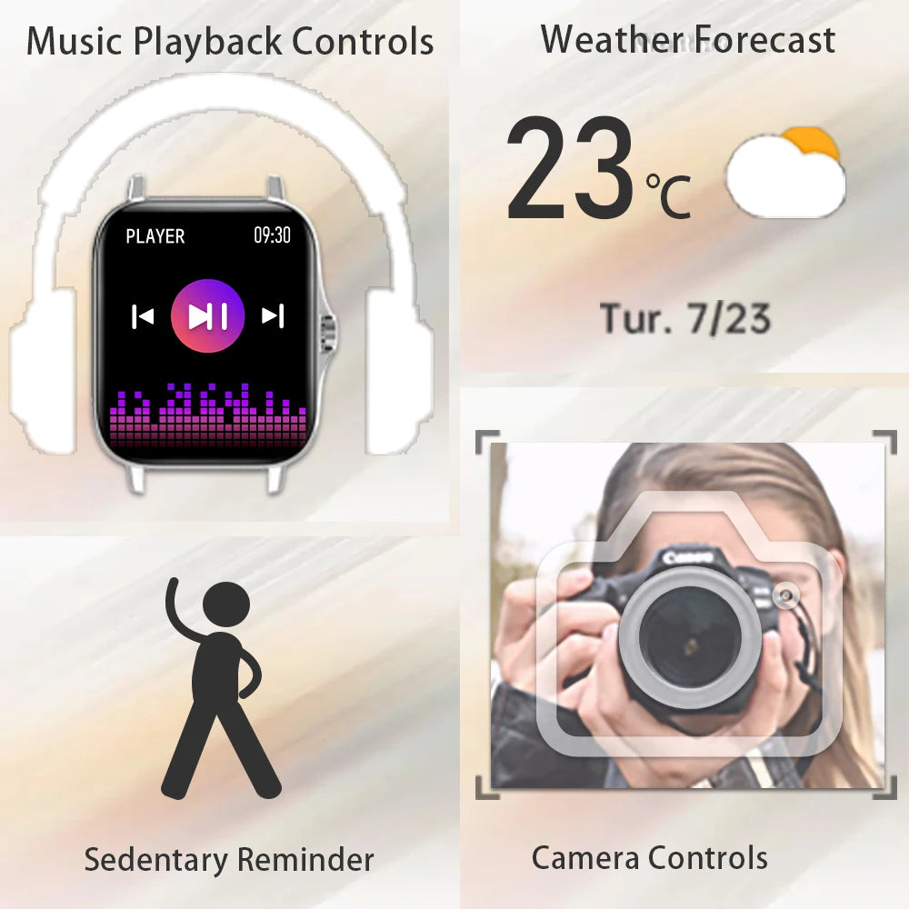 1.69" Touchscreen Smartwatch | Wireless Calls Watch, Fitness Tracker for iPhone/Android, Sports Watch, Great Gift for Family
