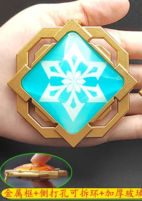 7-9cm Game Impact Vision Lnazuma Wendi Xiao Key Cosplay Chain Luminous 7 Element Weapons Eye Of Original God Toy KeyRing Pet urn