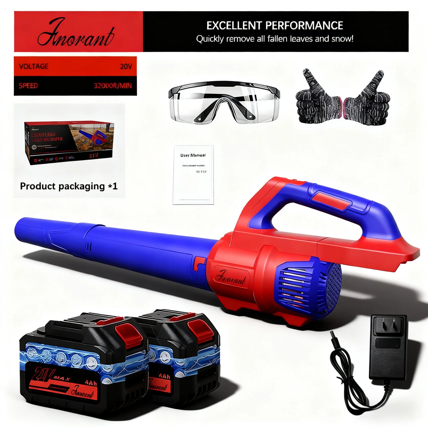 Cordless Leaf Blower Compatible With 20V Max Battery 500CFM